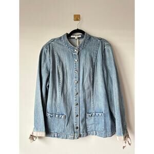 Vintage Y2K Tommy Hilfiger 1X Denim Jacket Button Front Ribbon Cuffs